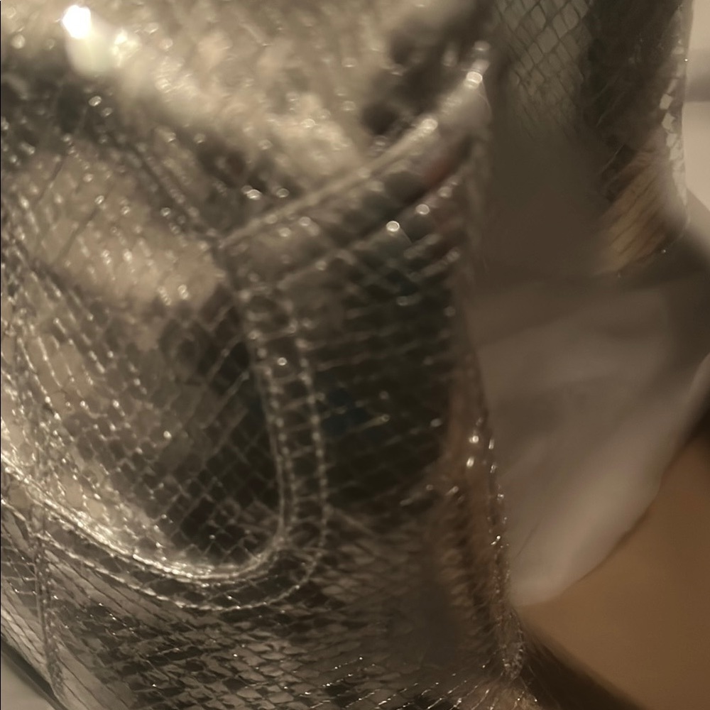 Silver Snakeskin Patterned Cowboy Boots